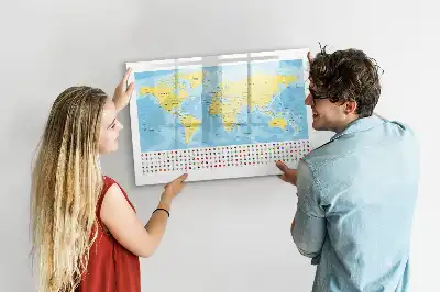 Glazen magneetbord wereldkaart beschrijfbaar designbord