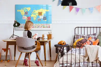 Magnetisch glazen memobord wereldkaart design