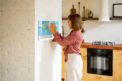 Magnetisch glazen memobord wereldkaart design