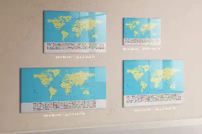 Magnetisch glazen memobord wereldkaart design