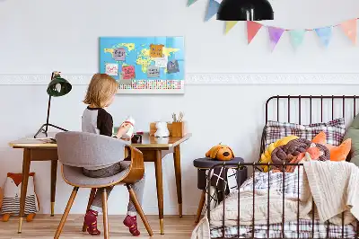 Magnetisch glazen memobord wereldkaart design