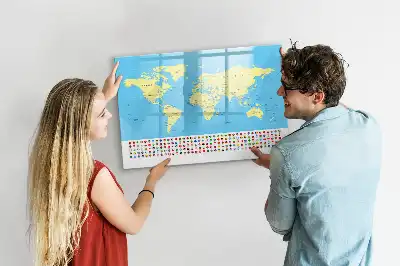 Magnetisch glazen memobord wereldkaart design
