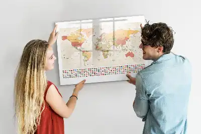 Magnetisch glazen memobord ontwerp met wereldkaart
