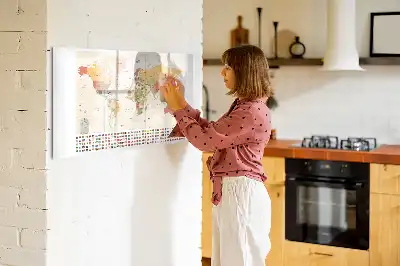Magnetisch glazen memobord ontwerp met wereldkaart