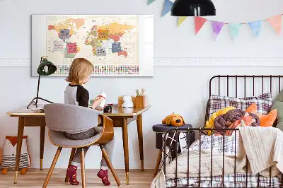 Magnetisch glazen memobord ontwerp met wereldkaart