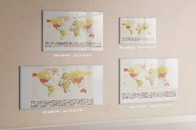 Magnetisch glazen memobord ontwerp met wereldkaart