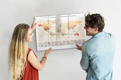 Magnetisch glazen memobord ontwerp met wereldkaart