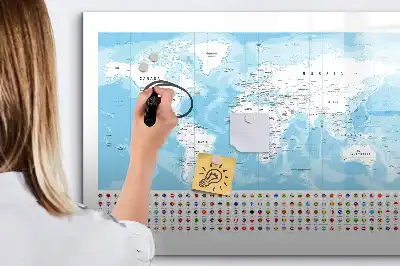 Beschrijfbaar glazen magneetbord met continentkaarten design
