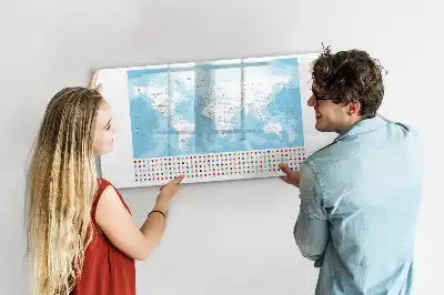 Beschrijfbaar glazen magneetbord met continentkaarten design