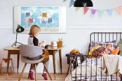 Beschrijfbaar glazen magneetbord met continentkaarten design