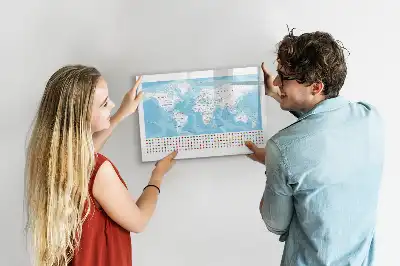 Beschrijfbaar glazen magneetbord met continentkaarten design