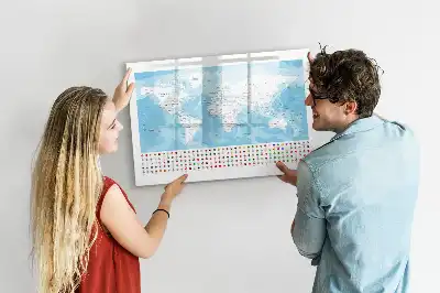 Beschrijfbaar glazen magneetbord met continentkaarten design