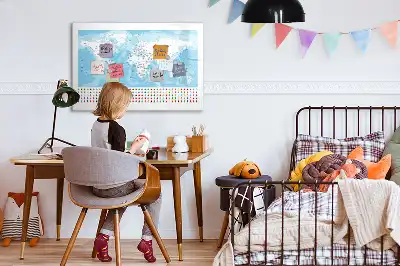 Beschrijfbaar glazen magneetbord met continentkaarten design