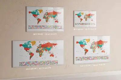 Magnetisch glazen schrijfbord met wereldkaart in kleur