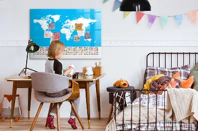 Beschrijfbaar glazen magneetbord met design van een wereldkaart