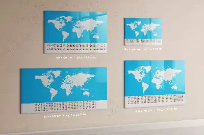 Beschrijfbaar glazen magneetbord met design van een wereldkaart
