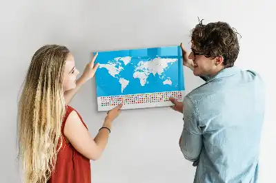 Beschrijfbaar glazen magneetbord met design van een wereldkaart