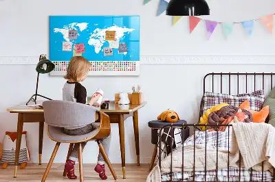 Beschrijfbaar glazen magneetbord met design van een wereldkaart