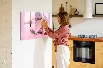 Magnetisch glazen schrijfbord met print van een hart van bloemen