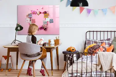 Magnetisch glazen schrijfbord met print van een hart van bloemen