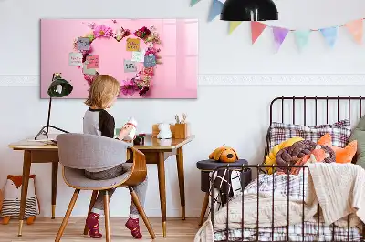 Magnetisch glazen schrijfbord met print van een hart van bloemen