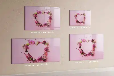 Magnetisch glazen schrijfbord met print van een hart van bloemen
