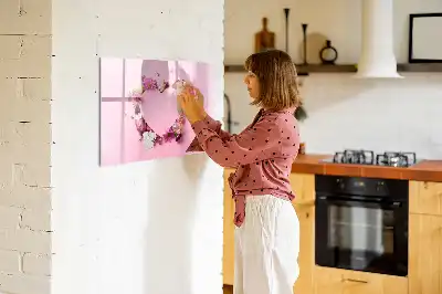 Magnetisch glazen schrijfbord met print van een hart van bloemen