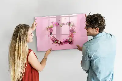 Magnetisch glazen schrijfbord met print van een hart van bloemen