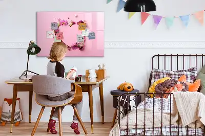 Magnetisch glazen schrijfbord met print van een hart van bloemen