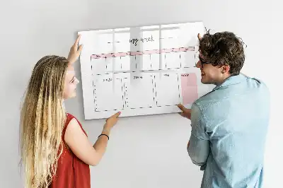 Beschrijfbaar glazen magneetbord met weekplanner design