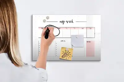 Beschrijfbaar glazen magneetbord met weekplanner design