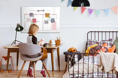 Beschrijfbaar glazen magneetbord met weekplanner design