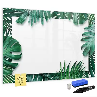Beschrijfbaar glazen magneetbord met design van exotische bladeren
