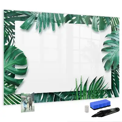 Beschrijfbaar glazen magneetbord met design van exotische bladeren
