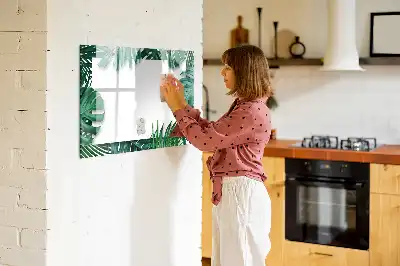 Beschrijfbaar glazen magneetbord met design van exotische bladeren