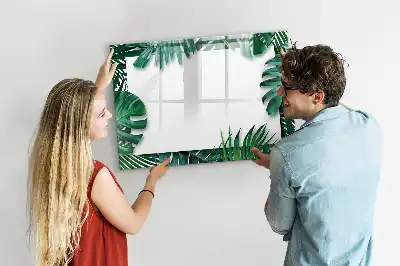 Beschrijfbaar glazen magneetbord met design van exotische bladeren