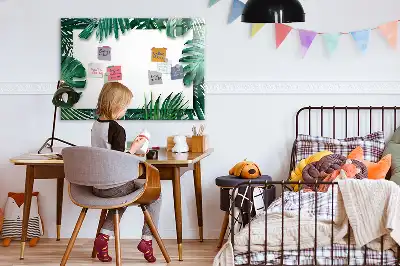 Beschrijfbaar glazen magneetbord met design van exotische bladeren