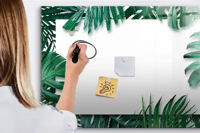 Beschrijfbaar glazen magneetbord met design van exotische bladeren