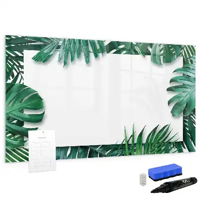 Beschrijfbaar glazen magneetbord met design van exotische bladeren