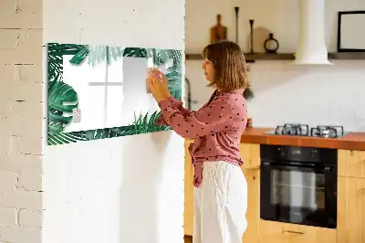 Beschrijfbaar glazen magneetbord met design van exotische bladeren