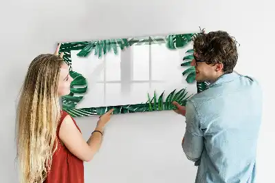 Beschrijfbaar glazen magneetbord met design van exotische bladeren