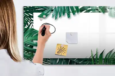 Beschrijfbaar glazen magneetbord met design van exotische bladeren