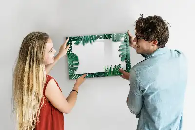 Beschrijfbaar glazen magneetbord met design van exotische bladeren