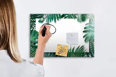 Beschrijfbaar glazen magneetbord met design van exotische bladeren