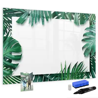 Beschrijfbaar glazen magneetbord met design van exotische bladeren