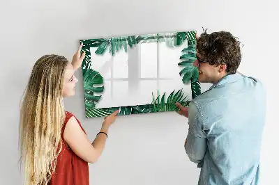 Beschrijfbaar glazen magneetbord met design van exotische bladeren