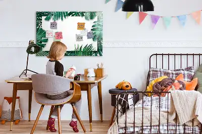Beschrijfbaar glazen magneetbord met design van exotische bladeren