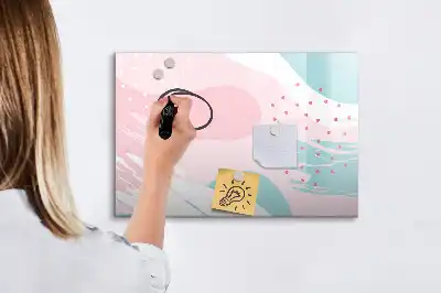 Magnetisch glazen schrijfbord met abstract pastelontwerp