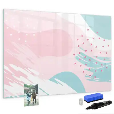 Magnetisch glazen schrijfbord met abstract pastelontwerp