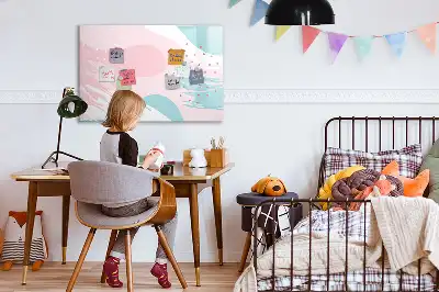 Magnetisch glazen schrijfbord met abstract pastelontwerp